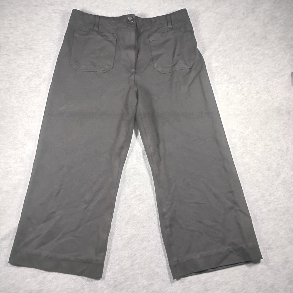 Quince Ultra-Stretch Ponte Cropped Wide Leg Pants Womens Size 16 Black Comfort